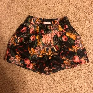 SOLD NWT leather look floral shorts sz S